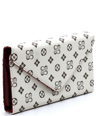 Monogrammed Envelope Clutch CS2500 IVORY/RED